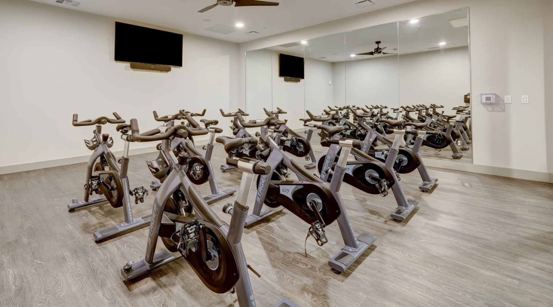 Get your workout on a gym with exercise equipment
